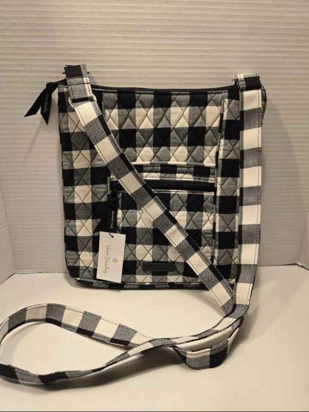 Vera Bradley Black and White Quilted Check Crossbody Bag